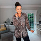 LEOPARD PRINT LONG CHIFFON BLOUSE