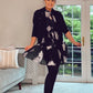BLACK DRESS with EMBROIDERED WHITE DETAIL