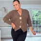 BROWN JEWELLED BUTTON CARDIGAN