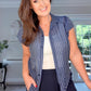 NAVY STRIPE LIGHT WEIGHT TIE KNOT BLOUSE