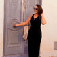 SENSS BLACK RIBBED MAXI DRESS