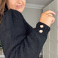 BLACK ONLY JUMPER with Pearl Button Cuff Detail