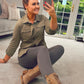 TAN LACE BOOTS with BLOCK HEEL