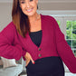 MAGENTA BUTTON CROPPED CARDIGAN