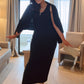 SENSS BLACK RIBBED MAXI DRESS