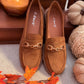 SUEDE LOAFER with GOLD HORSE BIT