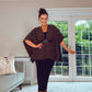 BROWN BELTED WOOL CAPE