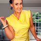 YELLOW COWL NECK SLEEVELESS BLOUSE