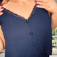 NAVY CURVE BUTTON CAMI