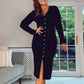 BLACK KNIT KILKY BUTTON DRESS