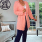 PEACH/CORAL SCALLOPED DETAIL CARDIGAN with belt