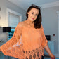 CORAL CROCHET BATWING TOP with matching cami