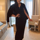 SENSS BLACK RIBBED MAXI DRESS