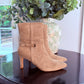 BEIGE BUCKLE ANKLE BOOTS