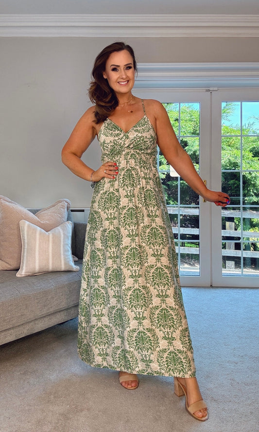 ELENA GREEN SUN MAXI DRESS