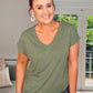 KHAKI VNECK MODAL LONG TSHIRT