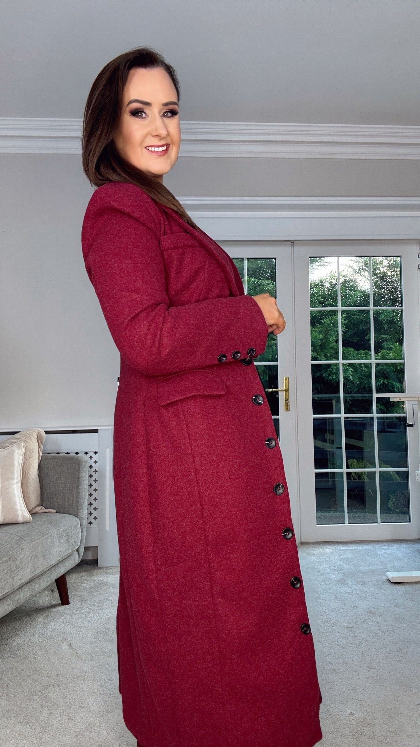 BURGUNDY LONG WINTER COAT