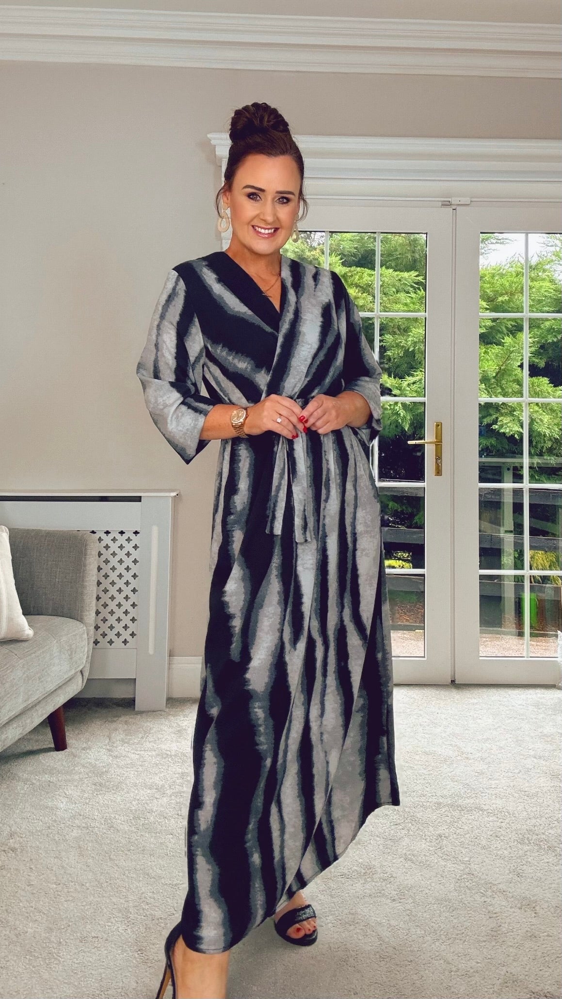 GREY & BLACK CHRISTY MIDI DRESS