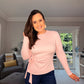 PINK LONG SLEEVE JERSEY TOP WITH SIDE TIE