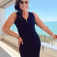 SENSS BLACK RIBBED MAXI DRESS