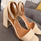 CREAM BLOCK HEEL SANDALS