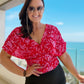 RED & PINK PATTERN GATHERED TOP
