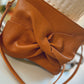 TAN GENUINE LEATHER BOW CROSS-BODY / CLUTCH BAG