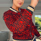 RED LEOPARD PRINT BOMBER