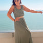 KHAKI BUTTON SUN DRESS with belt