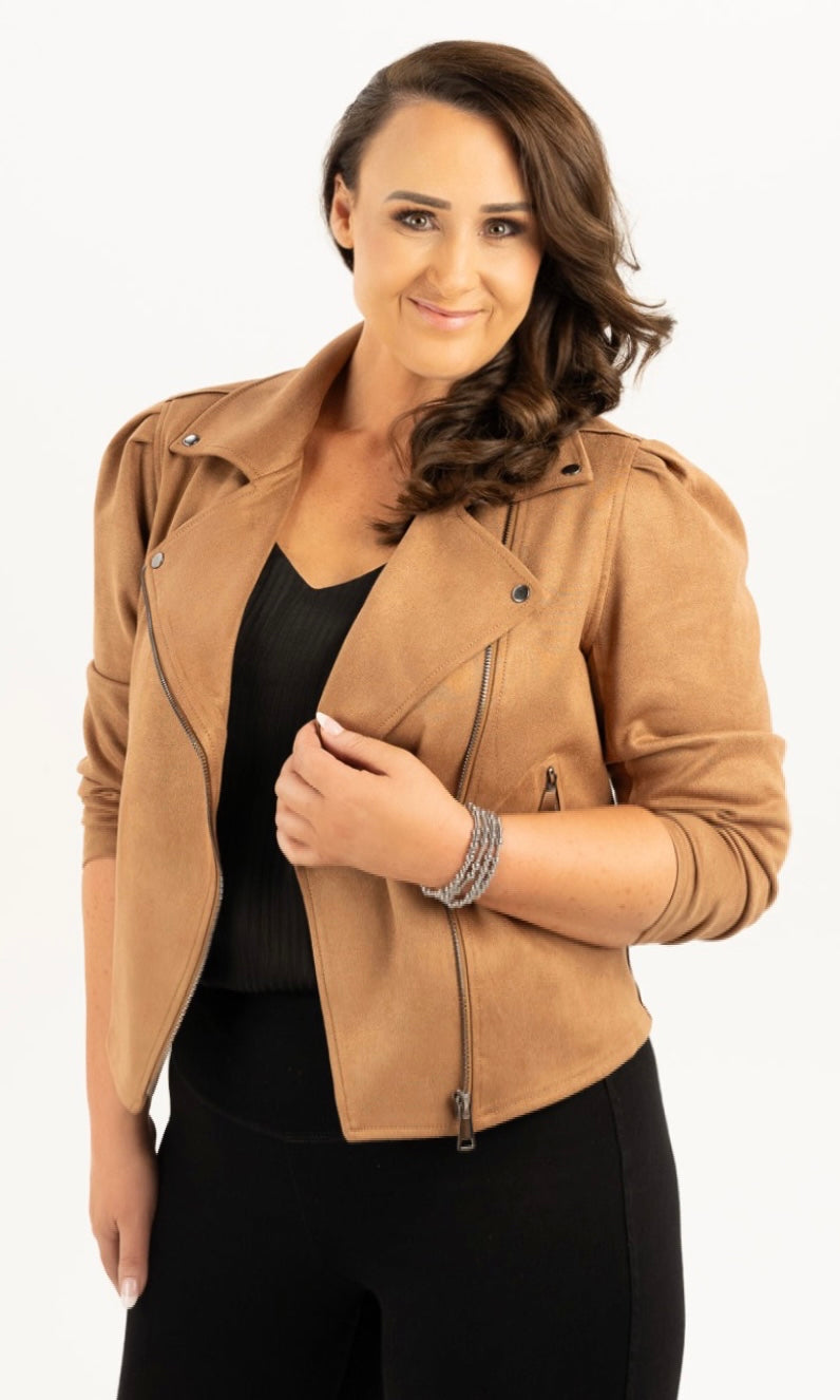 Moto jacket outlet tan