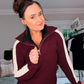 MAROON HALF ZIP JUMPER with sleeve stripe