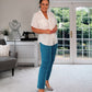WHITE 100% LINEN BUTTON BATWING BELTED SHIRT