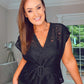 BLACK LACE PEPLUM TOP with belt