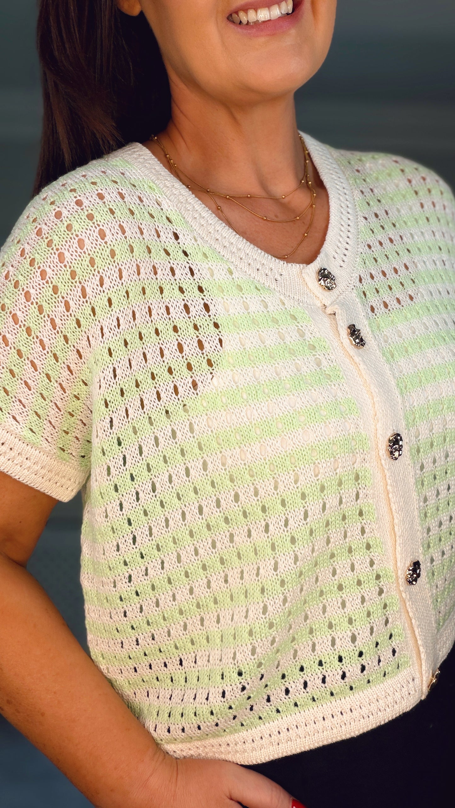 MINT GREEN STRIPE CARDIGAN