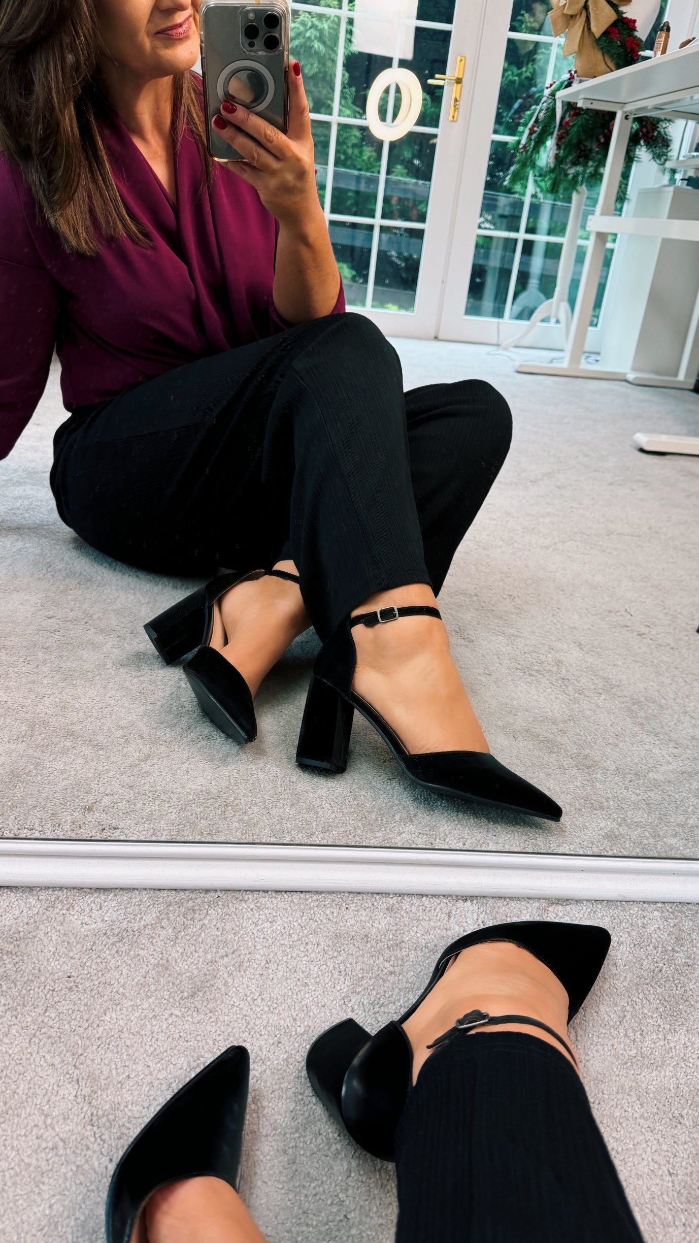 BLACK BLOCK HEEL with ankle strap