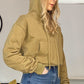 KHAKI CROPPED HOODIE