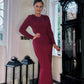 BURGUNDY SPECIAL OCCASION DRAPE MAXI DRESS