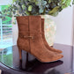 BROWN BUCKLE ANKLE BOOTS