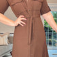 BROWN MIDI SHIRT DRESS