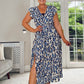 BLUE LEOPARD PRINT MIDI DRESS