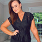 BLACK LACE PEPLUM TOP with belt