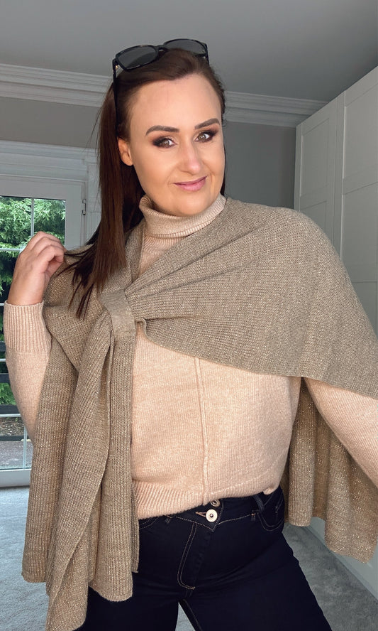 Taupe /Gold SCARF / SHAWL