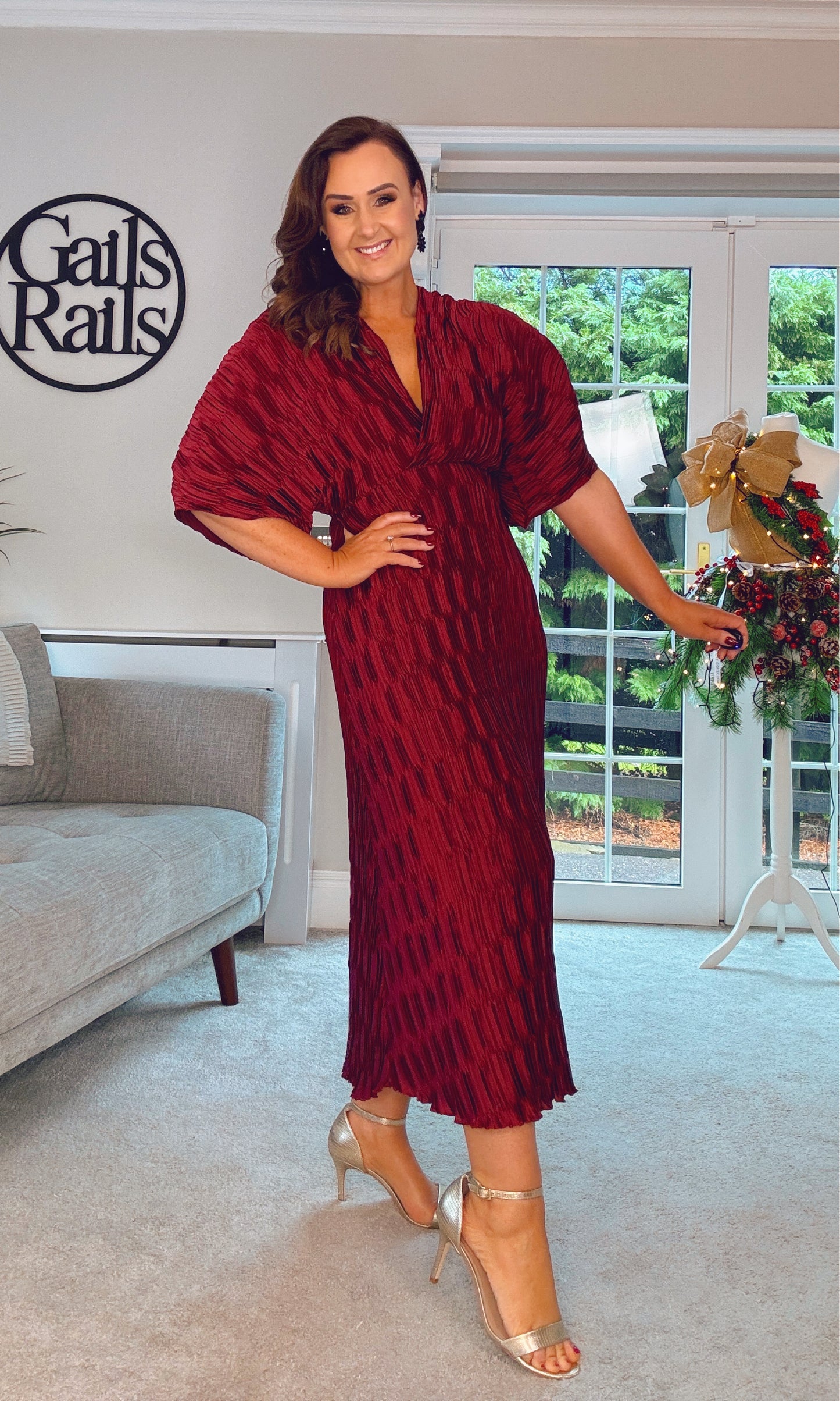 BURGUNDY BATWING ISABELLE Dress