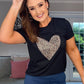 BLACK T-SHIRT with LEOPARD LOVE HEART