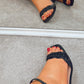 BLACK BLOCK HEEL SANDALS