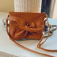 TAN GENUINE LEATHER BOW CROSS-BODY / CLUTCH BAG