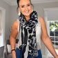 GREY LEOPARD PRINT SCARF/POOL SARONG