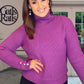 PURPLE CASHMERE MIX POLO NECK with pearl cuff detail