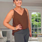 BROWN CURVE BUTTON CAMI