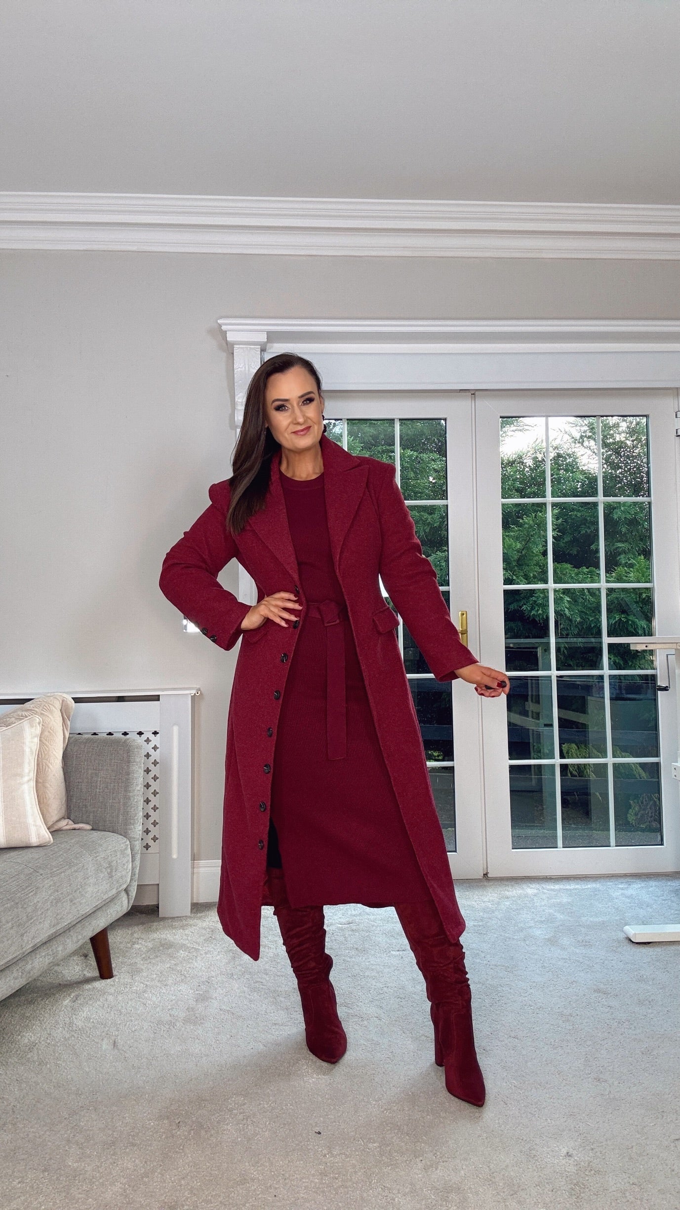 BURGUNDY LONG WINTER COAT